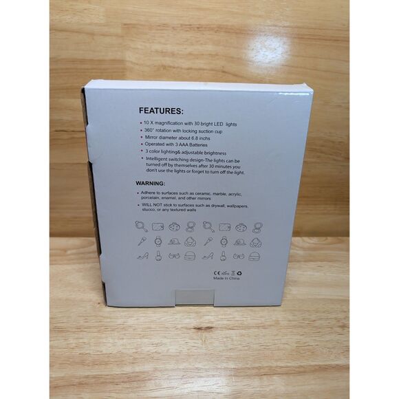 10X Magnification LED Bathroom Mirror 360° Rotation Suction Cup NEW - Picture 2 of 5